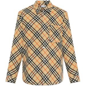 Burberry, Heren, Jassen, Beige, Maat: L Wol,