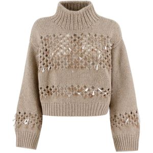 Brunello Cucinelli, Dames, Truien, Bruin, Maat: M Wol,