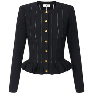 Elisabetta Franchi, Dames, Truien, Zwart, Maat: S Viscose,