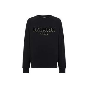 Balmain Metallic flocked sweatshirt , Black , Heren , Maat: 3XL