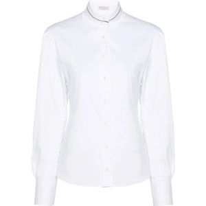 Brunello Cucinelli, Dames, Blouses & Shirts, Wit, Maat: M Katoen,