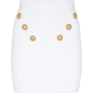 Balmain 6-knopen gebreide rok , White , Dames , Maat: 2XS