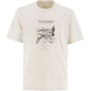 Brunello Cucinelli, Heren, Tops, Wit, Maat: M Katoen,