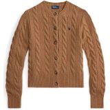POLO RALPH LAUREN - Vest - Kastanje - Kabeltricot in Wol en Kasjmier