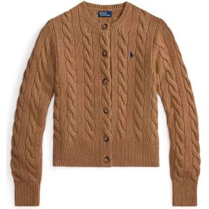 POLO RALPH LAUREN - Vest - Kastanje - Kabeltricot in Wol en Kasjmier