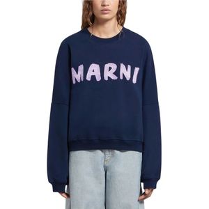 Marni, Dames, Sweatshirts & Hoodies, Blauw, Maat: XS Katoen,