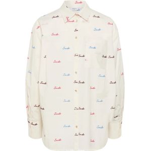 Saint Tropez, Dames, Blouses & Shirts, Wit, Maat: M Katoen,