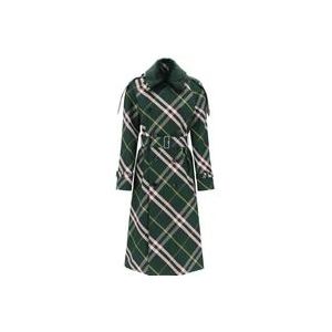 Burberry Trenchcoat met Ruitpatroon , Green , Dames , Maat: 2XS