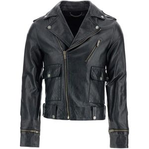 Golden Goose, Heren, Jassen, Zwart, Maat: 2XL Leer,