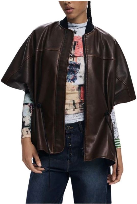 Poncho - Leerlook - Met Verstelbaar Elastiek - Ritsluiting - Ronde Hals