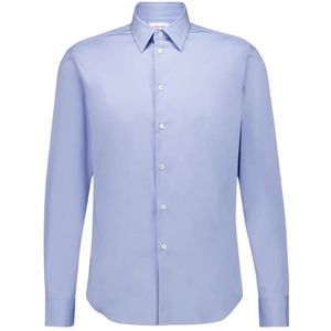 Ferragamo, Heren, Overhemden, Blauw, Maat: M Katoen,