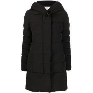 Woolrich Zwarte Gewatteerde Hoodiejas , Black , Dames , Maat: L