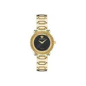 Versace Gouden Stoffen Horloge , Yellow , Dames , Maat: ONE Size