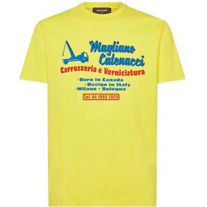 Dsquared2, Heren, Tops, Geel, Maat: S