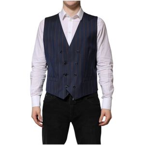 Dolce & Gabbana - Blue Stripes Wool - Heren Gilet - Blauw