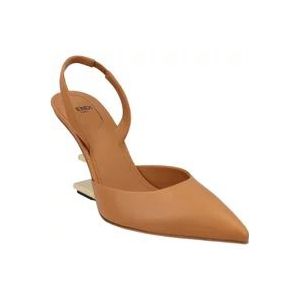 Fendi Leather heels , Brown , Dames , Maat: 36 1/2 EU