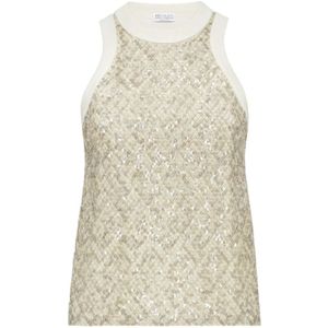 Brunello Cucinelli - Luxe Crew Neck Tank Top - Geel - Dames