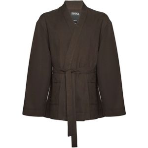 Zegna, Heren, Jassen, Bruin, Maat: M Katoen,