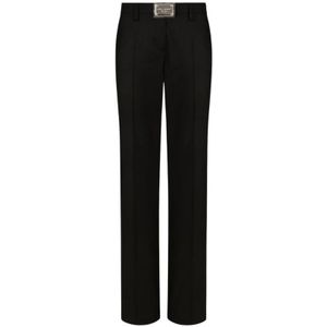 Dolce & Gabbana, Dames, Broeken, Zwart, Maat: M Leer,