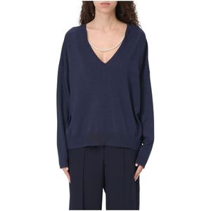 Liu Jo, Dames, Truien, Blauw, Maat: XL Viscose,