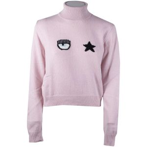 Chiara Ferragni Collection, Dames, Truien, Paars, Maat: M Wol,