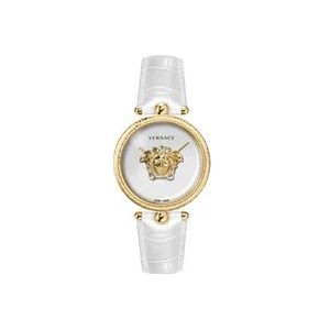 Versace Wit en Goud Palazzo Leren Horloge , Yellow , Dames , Maat: ONE Size