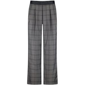Summum - Trousers Check - Geruite Broeken - Zwart - Wijde Pijpen