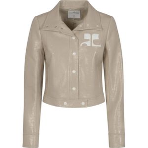 Courrèges, Dames, Jassen, Grijs, Maat: 2XS Vinyl,