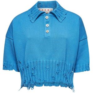 Marni, Dames, Tops, Blauw, Maat: S Katoen,