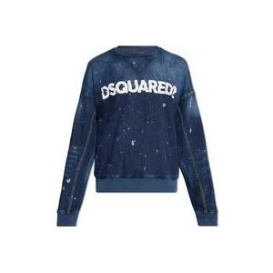Dsquared2 Denim sweatshirt met logo , Blue , Heren , Maat: M
