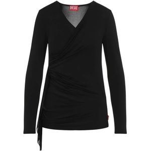 Diesel, Dames, Tops, Zwart, Maat: M Katoen,