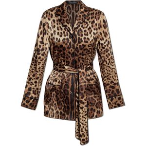 Dolce & Gabbana, Dames, Blouses & Shirts, Bruin, Maat: XS Zijde,