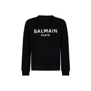 Balmain Zwarte biologisch katoenen crewneck sweatshirt , Black , Heren , Maat: M