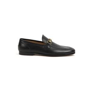 Gucci Zwarte Leren Loafers met Gouden Details , Black , Heren , Maat: 44 EU