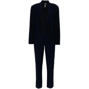 Norma Kamali, Dames, Jumpsuits & Playsuits, Blauw, Maat: L Leer,