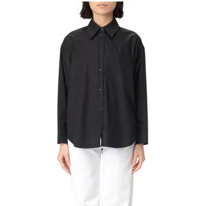 Dondup, Dames, Blouses & Shirts, Zwart, Maat: M Katoen,