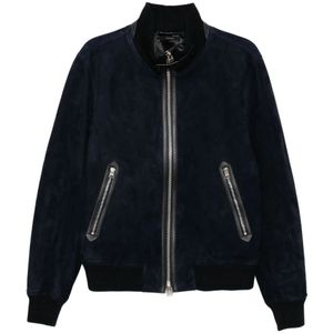 Tom Ford, Heren, Jassen, Blauw, Maat: 3XL Suède,