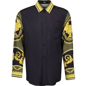 Versace, Heren, Overhemden, Zwart, Maat: M Viscose,