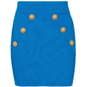 Balmain Korte gebreide rok , Blue , Dames , Maat: 2XS