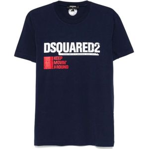 Dsquared2, Heren, Tops, Blauw, Maat: S