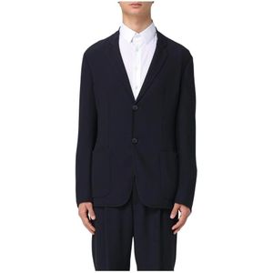 Giorgio Armani, Heren, Jassen, Blauw, Maat: M Leer,