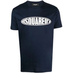 Dsquared2, Heren, Tops, Blauw, Maat: S Katoen,