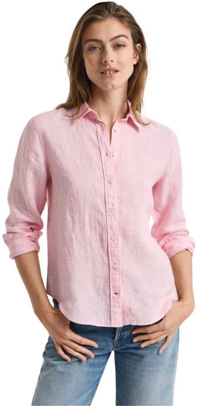 Gant, Dames, Blouses & Shirts, Roze, Maat: M Linnen,