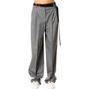 Max Mara Studio, Dames, Broeken, Grijs, Maat: S Wol,