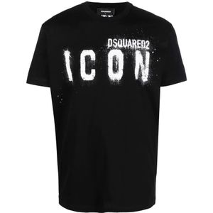 Dsquared2, Heren, Tops, Zwart, Maat: S Katoen,