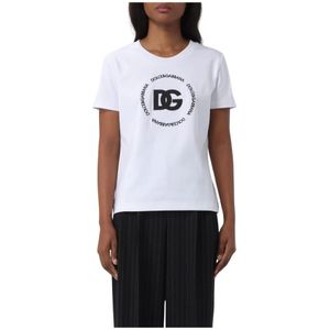 Dolce & Gabbana - T-shirt met Logo - Wit - Dames - Katoen