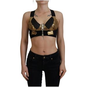 Dolce Gabbana - Cropped Top - Zwart - Gemaakt van Polyester en Polyurethaan