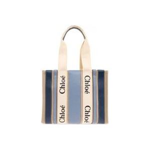 Chloé Woody Medium shopper tas , Blue , Dames , Maat: ONE Size