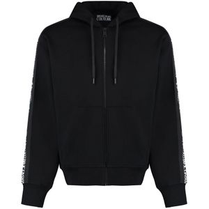 Versace Jeans Couture, Heren, Sweatshirts & Hoodies, Zwart, Maat: M Katoen,