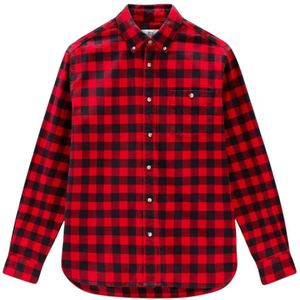 Woolrich, Heren, Overhemden, Rood, Maat: L Flanel,